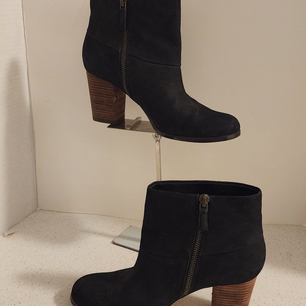 Cole Haan black suede heeled boots